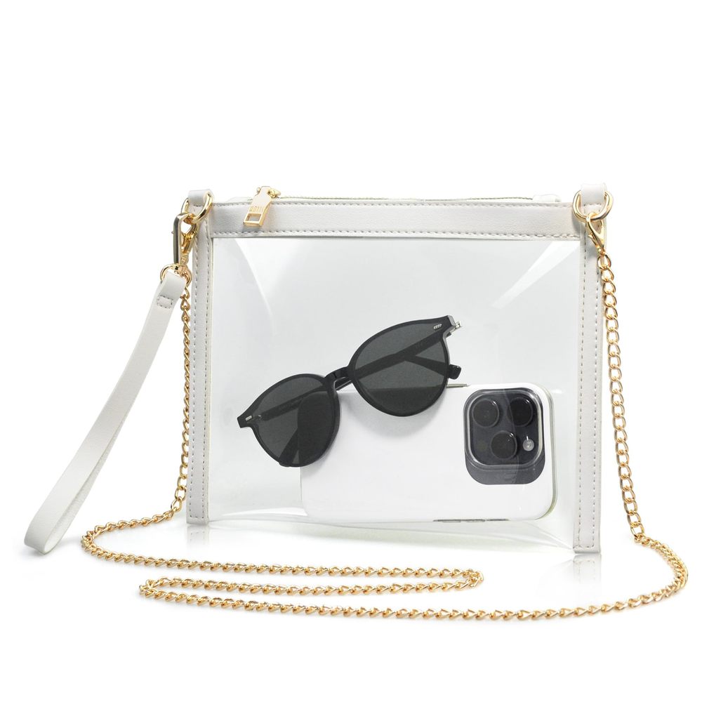 Clear Pvc Cross Body Bag With Vegan Leather Trim Zier Chain V :D